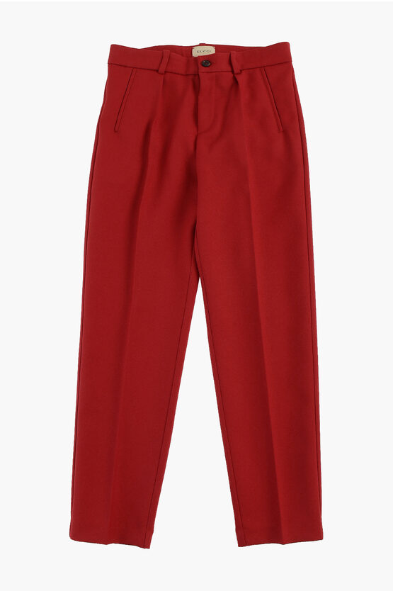 Gucci Single Pleat Twill Pants In Red