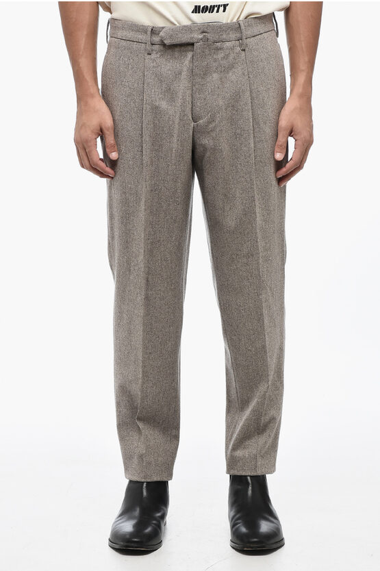 Shop Santaniello Single-pleat Wool Pants With Belt Loops