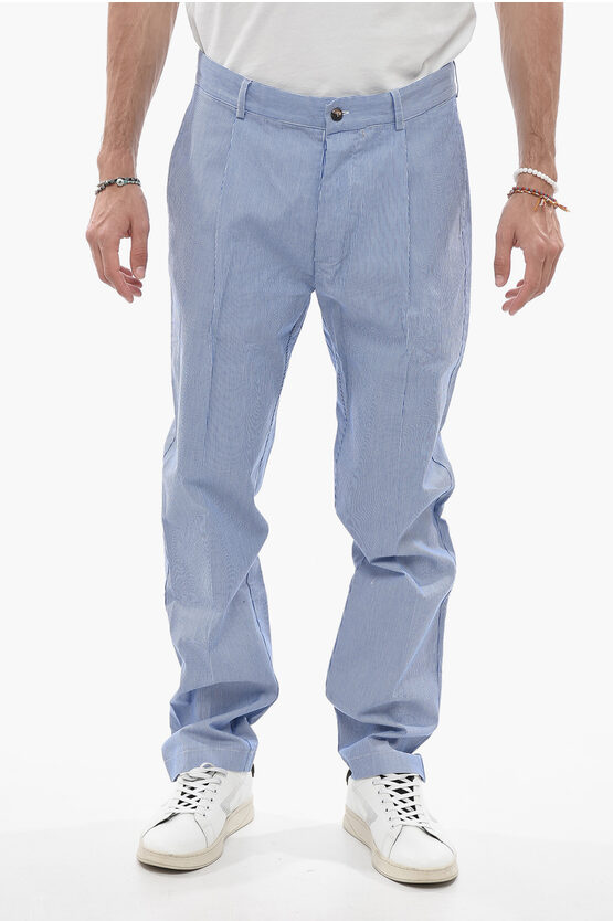 Shop Doppiaa Single-pleated Antioco Pinstriped Pants