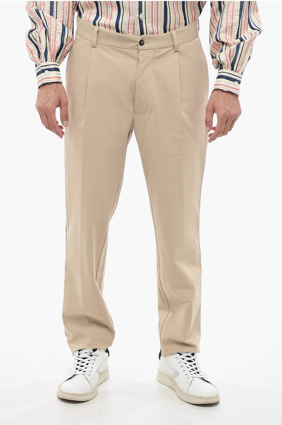 Shop Doppiaa Single-pleated Antioco Stretch Cotton Pants