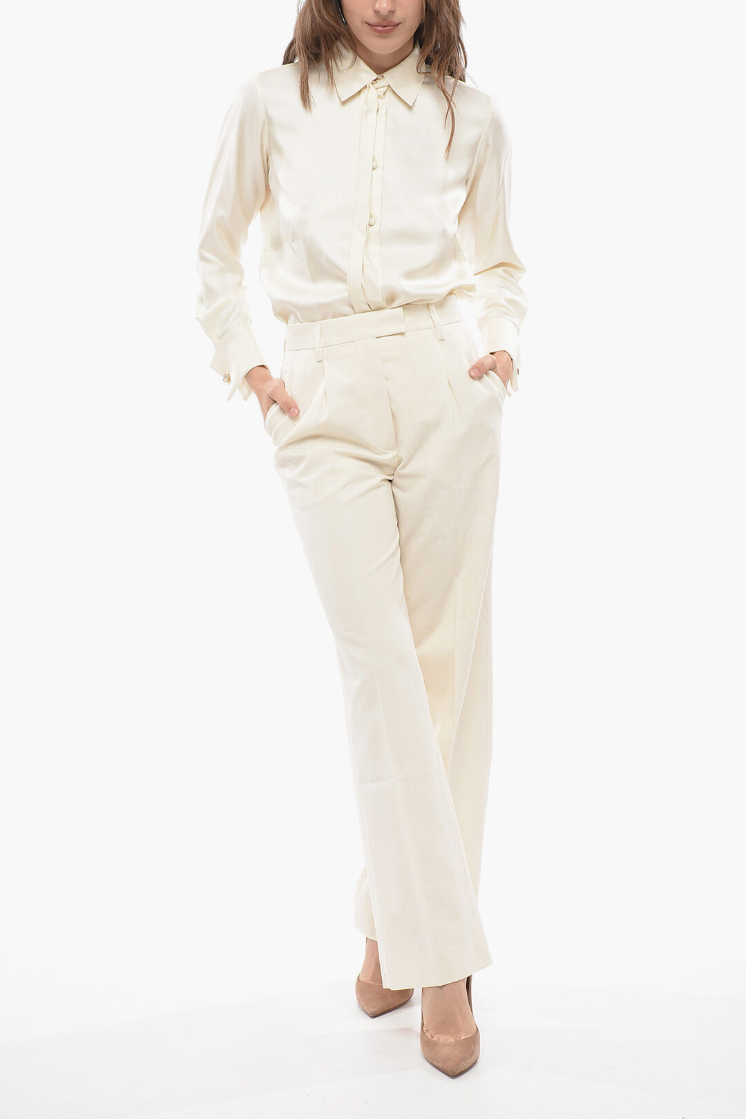 Prada Single-pleated Cotton Canvas Palazzo Pants women
