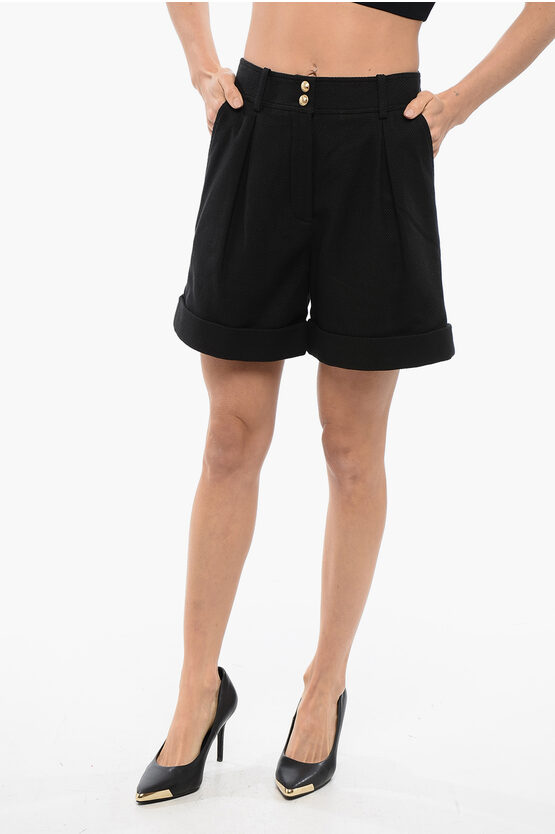 Balmain Single-pleated Cotton Tweed Shorts