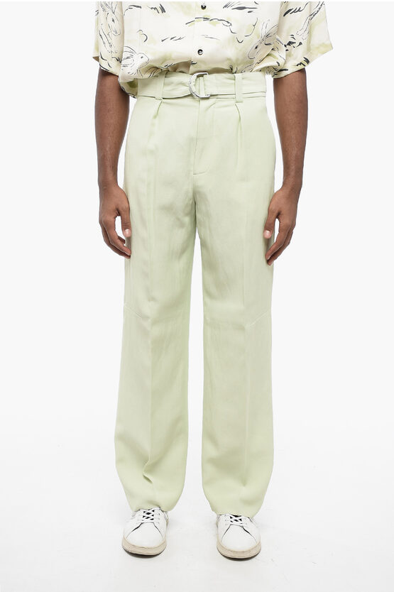 Jil Sander Single-pleated Fluid Flax Blend Pants