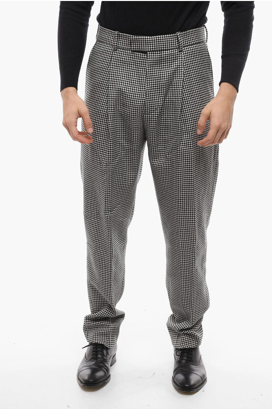 パンツ vintage houndstooth pattern wool slacks Wool Flannel Houndstooth Pants - Black – Paul Fredrick