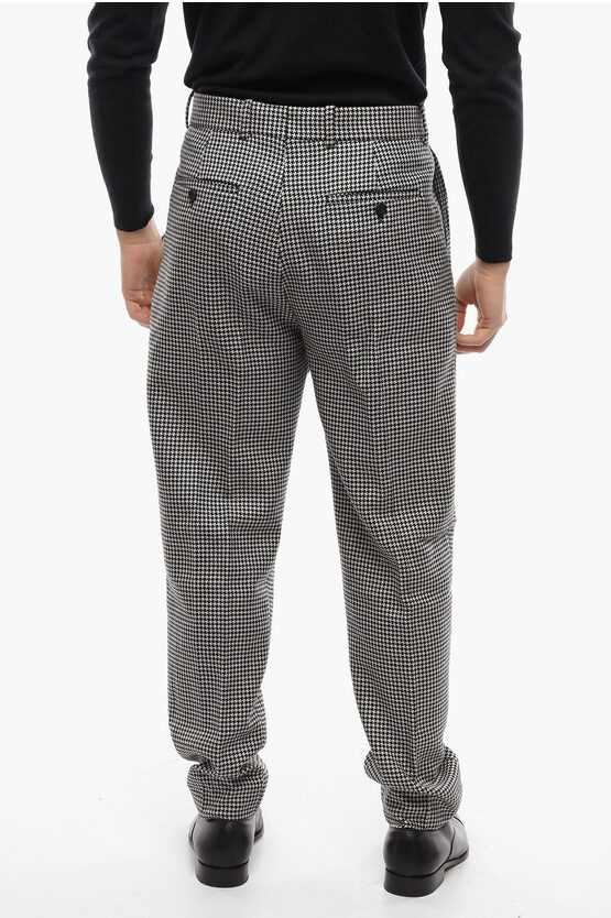 Alexander McQueen Single-pleated Houndstooth Wool Pants men