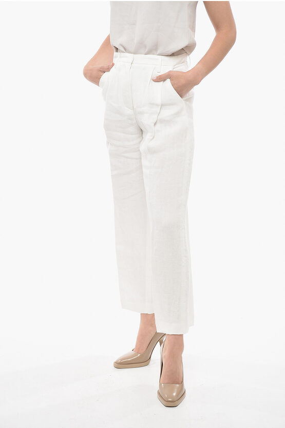 Shop Fabiana Filippi Single-pleated Jacquard Linen Chinos Pants