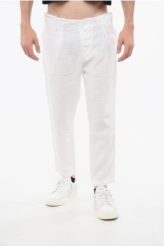 Never Enough Single Pleated Linen Pants With Belt Loops In White
