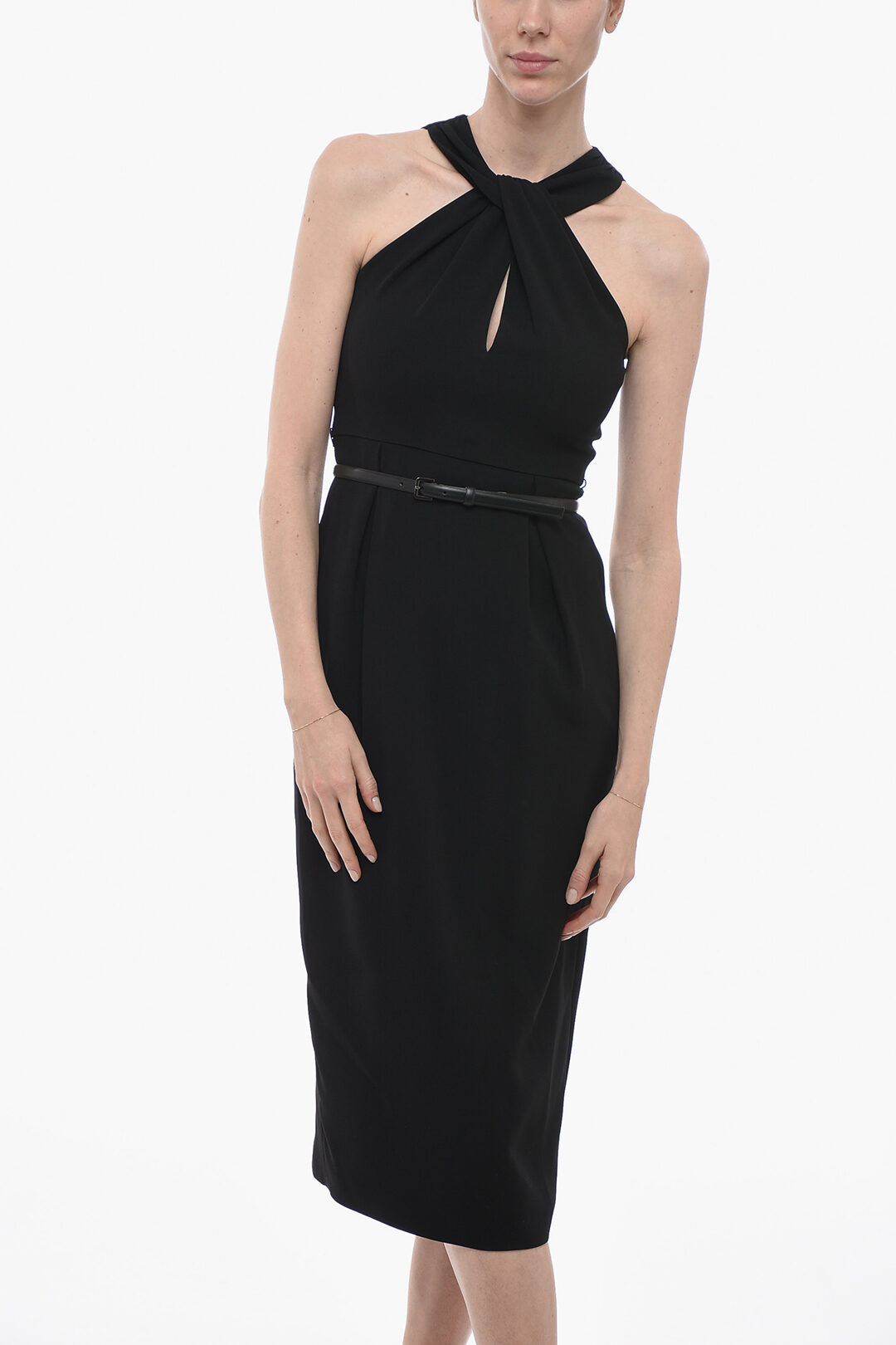 Max Mara Single-pleated LUNA Sheath Dress with Knotted