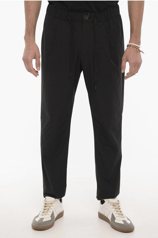 Herno Single Pleated Nylon Stretch Pants In Black