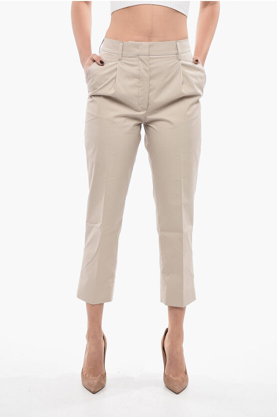 Prada Single-pleated Panama Chinos Pants In Gray