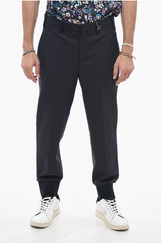 Shop Neil Barrett Single Pleated Pants With Belt Loops