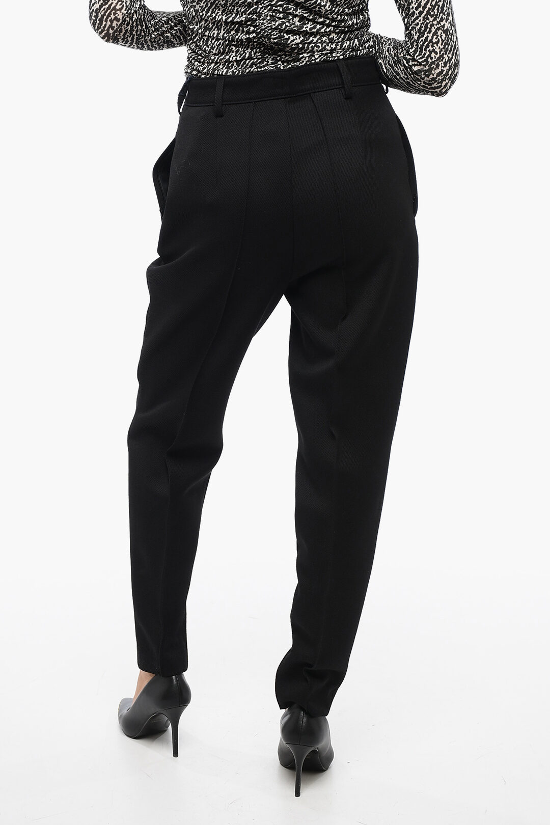 ワンピなど最旬ア！ Virgin Twill Single-pleated Prada Wool women Pants Blend パンツ