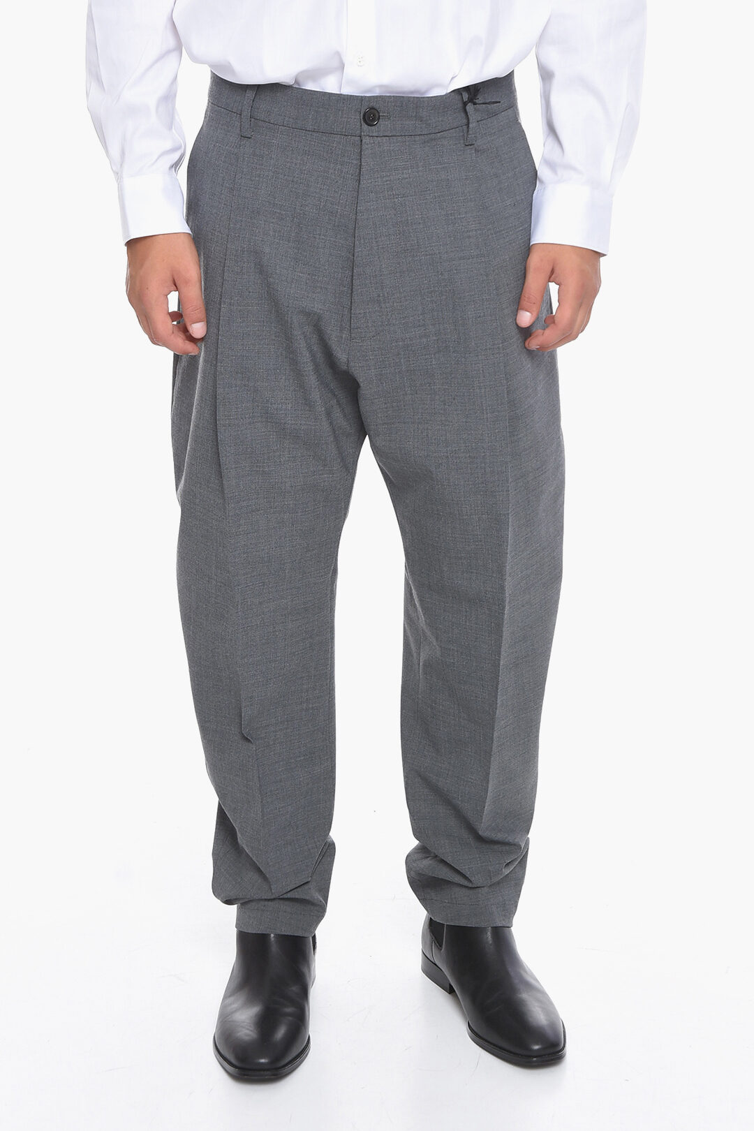 Dsquared2 Singlepleated Virgin Wool Blend Pants with Belt Loops men Glamood Outlet