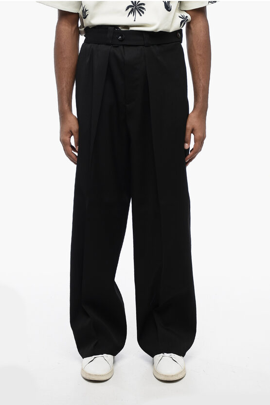 JIL SANDER SINGLE-PLEATED VIRGIN WOOL PANTS WITH BELT 