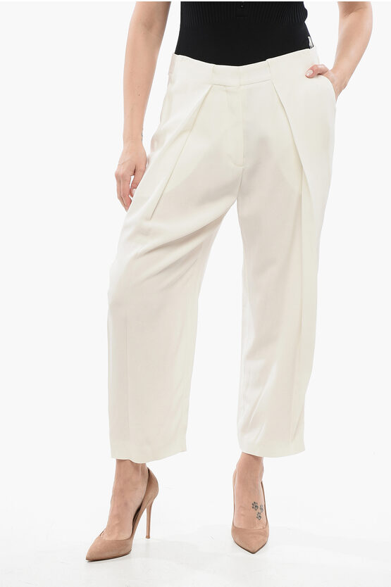 Shop Balmain Single-pleated Viscose Tapered Fit Pants