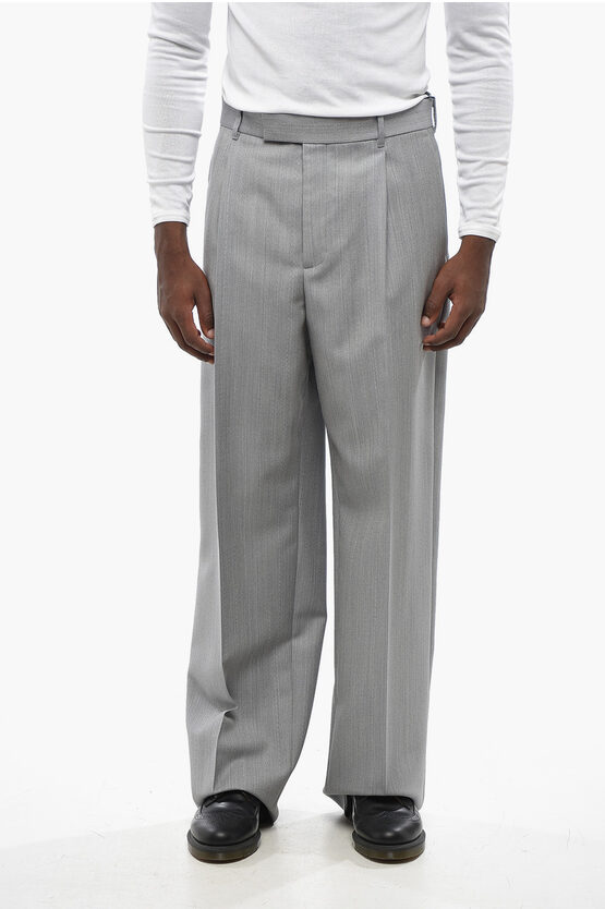 Dior Single-pleated Wool Blend Pants In Gray