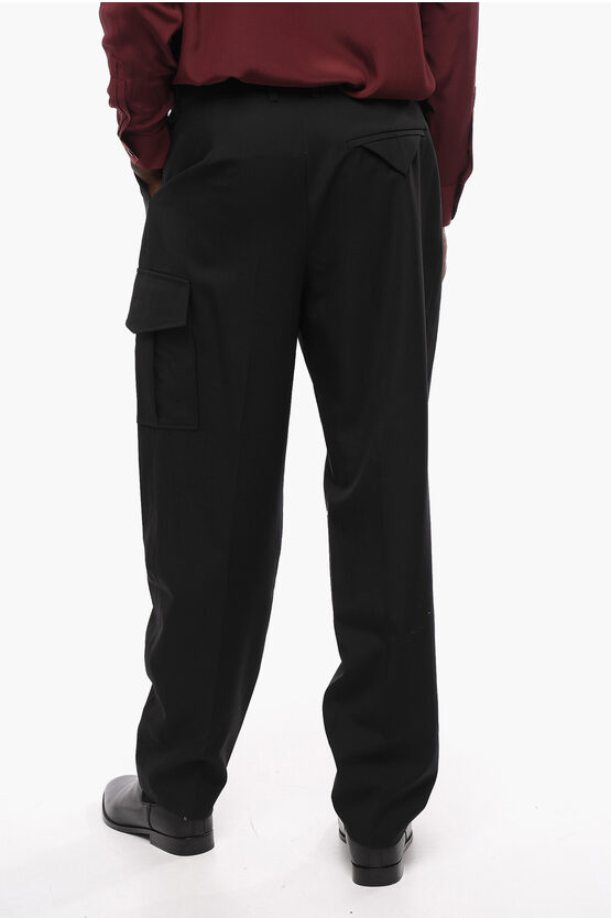 Bottega Singlepleated Wool Cargo Pants with Belt Loops men