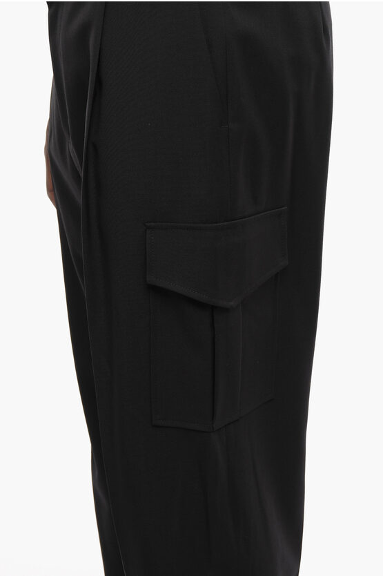 Bottega Singlepleated Wool Cargo Pants with Belt Loops men