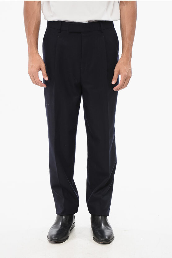 Ermenegildo Zegna Single-pleated Wool Pants In Black