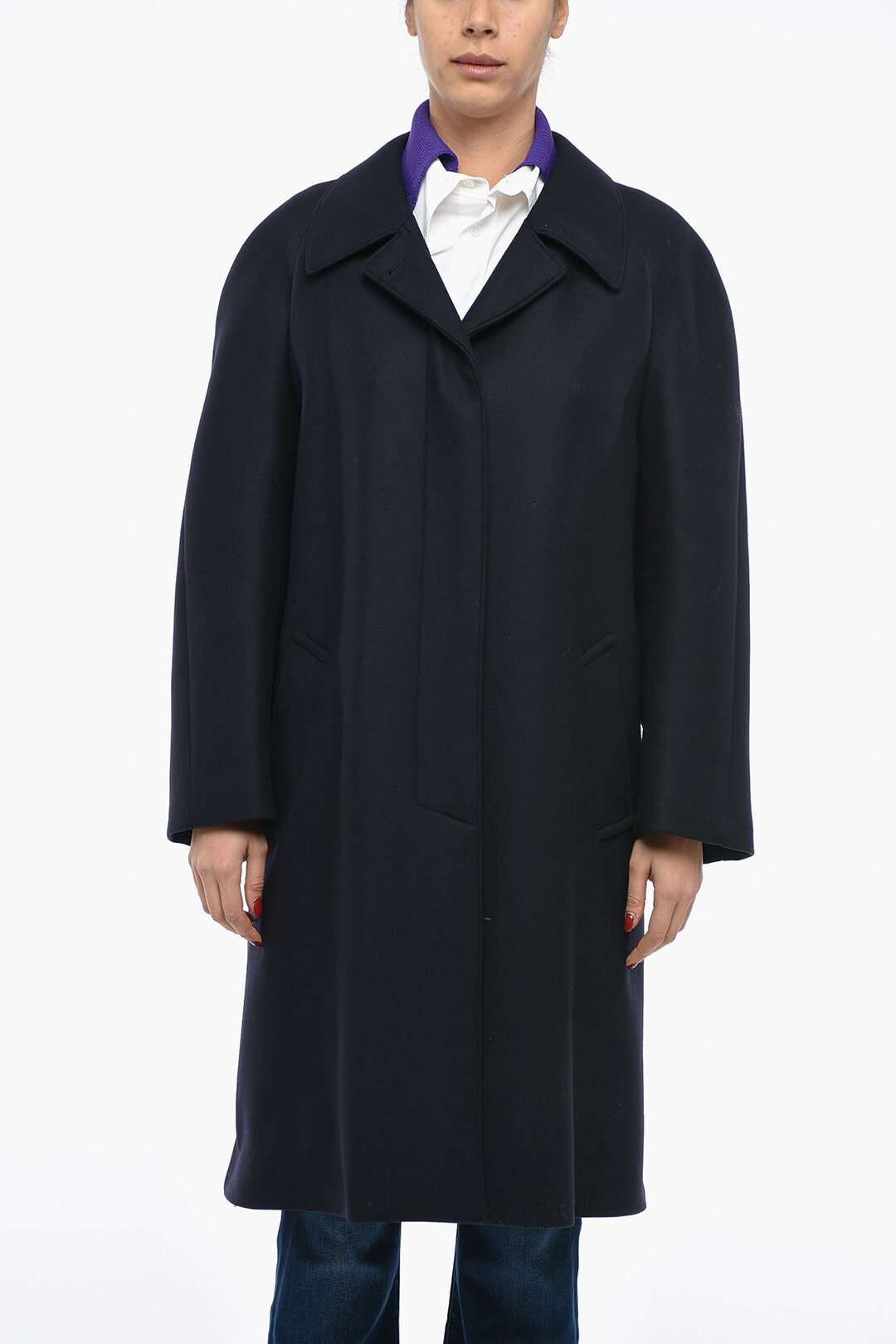 Prada Singlee Breasted Wool Coat With Hidden Closure women