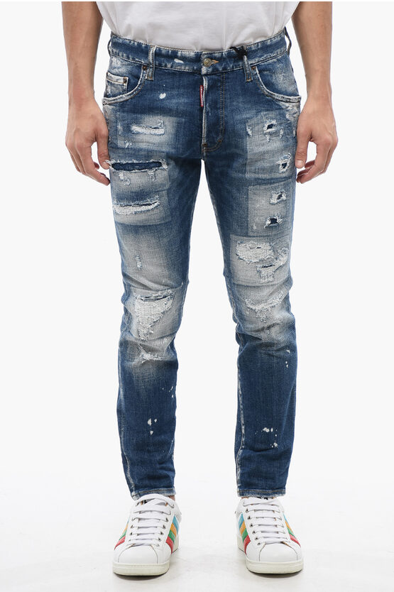 DSQUARED2 SKATER FIT DISTRESSED EFFECT JEANS 16 CM