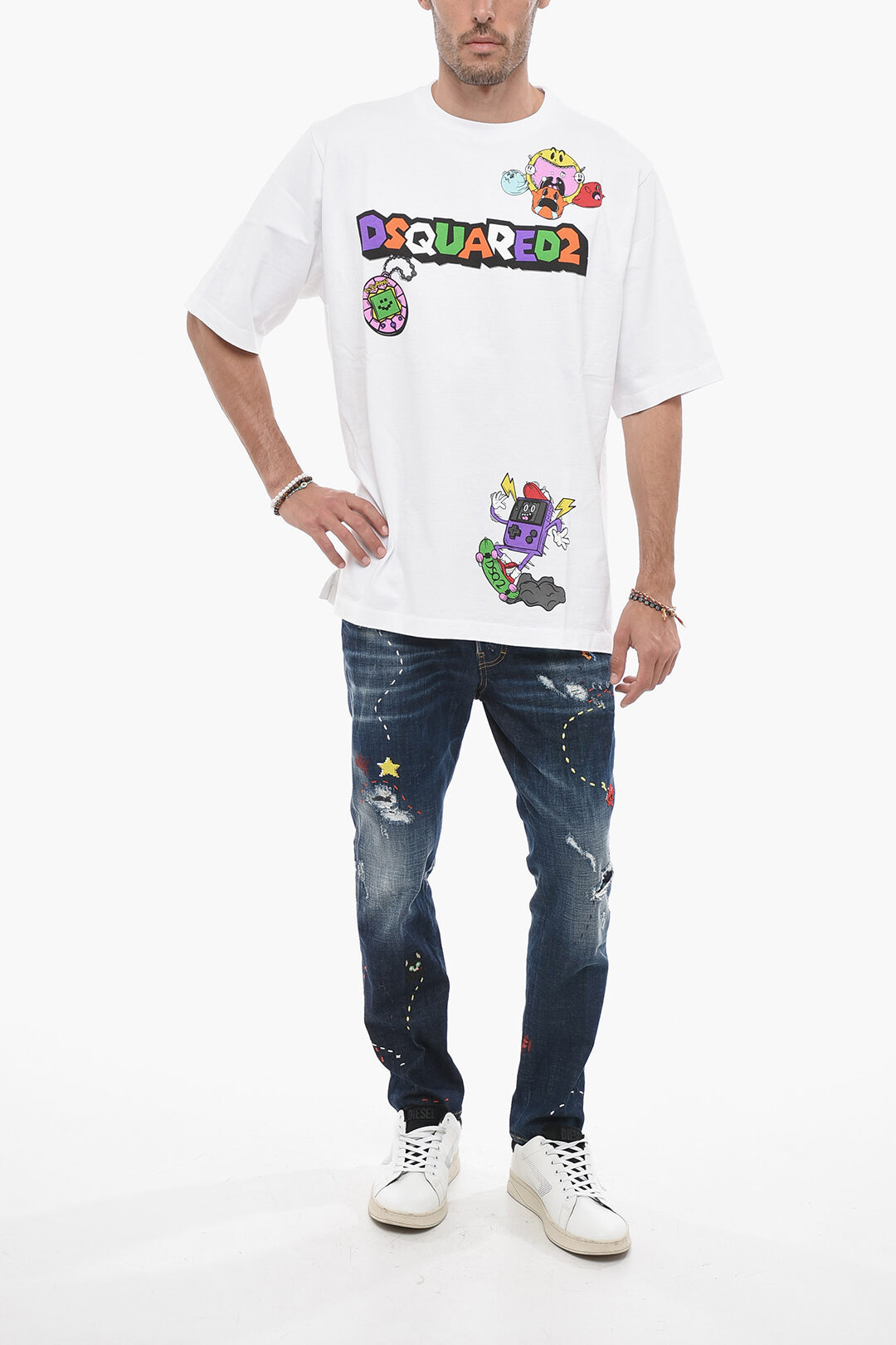 Dsquared2 Skater Fit T-shirt with Multicolored Print men