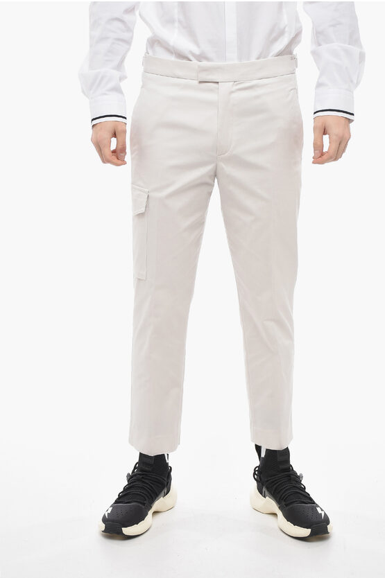 Neil Barrett Skinny Fit Cotton Cargo Pants In White