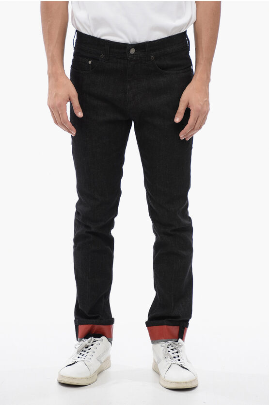 Shop Neil Barrett Skinny Fit Denims With Coated Cotton Cuffs 15cm