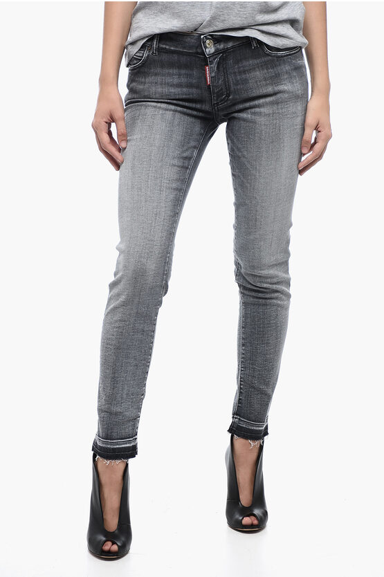 Dsquared2 Skinny Fit Denims With Raw Cut Bottom 14 Cm