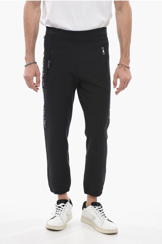 Shop Neil Barrett Skinny Fit Joggers With Side Thunderbolts Print