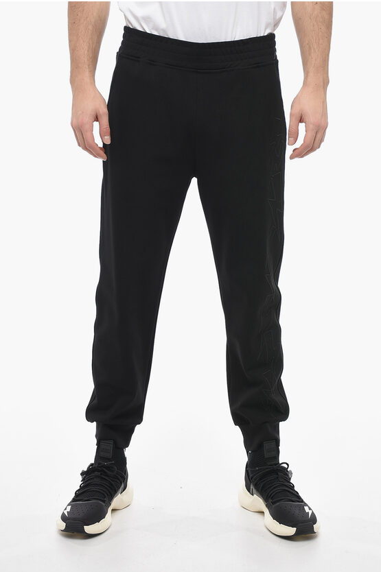 Neil Barrett Skinny Fit Jumbled Bolts Sweatpants With Embroideries In Black