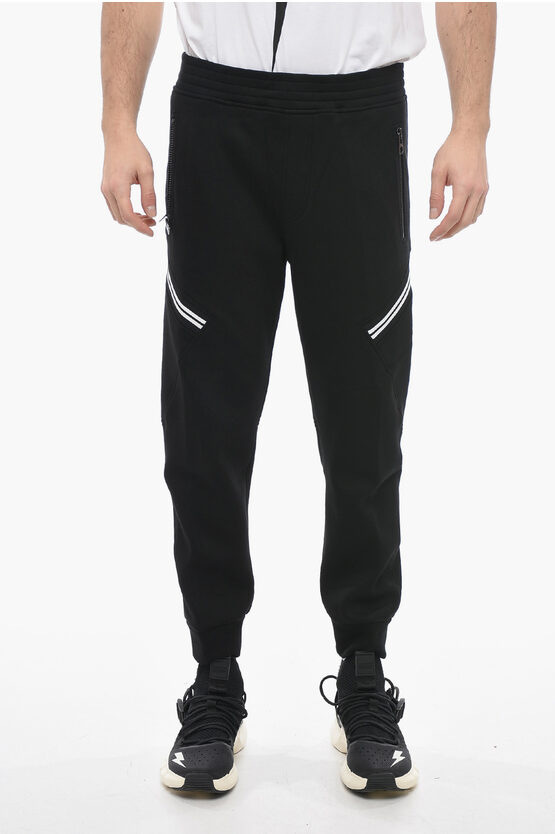 Neil Barrett Skinny Fit Low-rise Sweatpants With Zipped Pockets In Black
