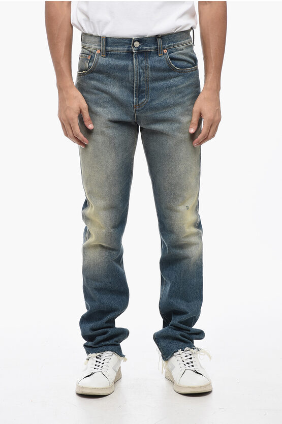 Shop Gucci Skinny Fit Vintage Wash Denims With Fringed Hem 16cm