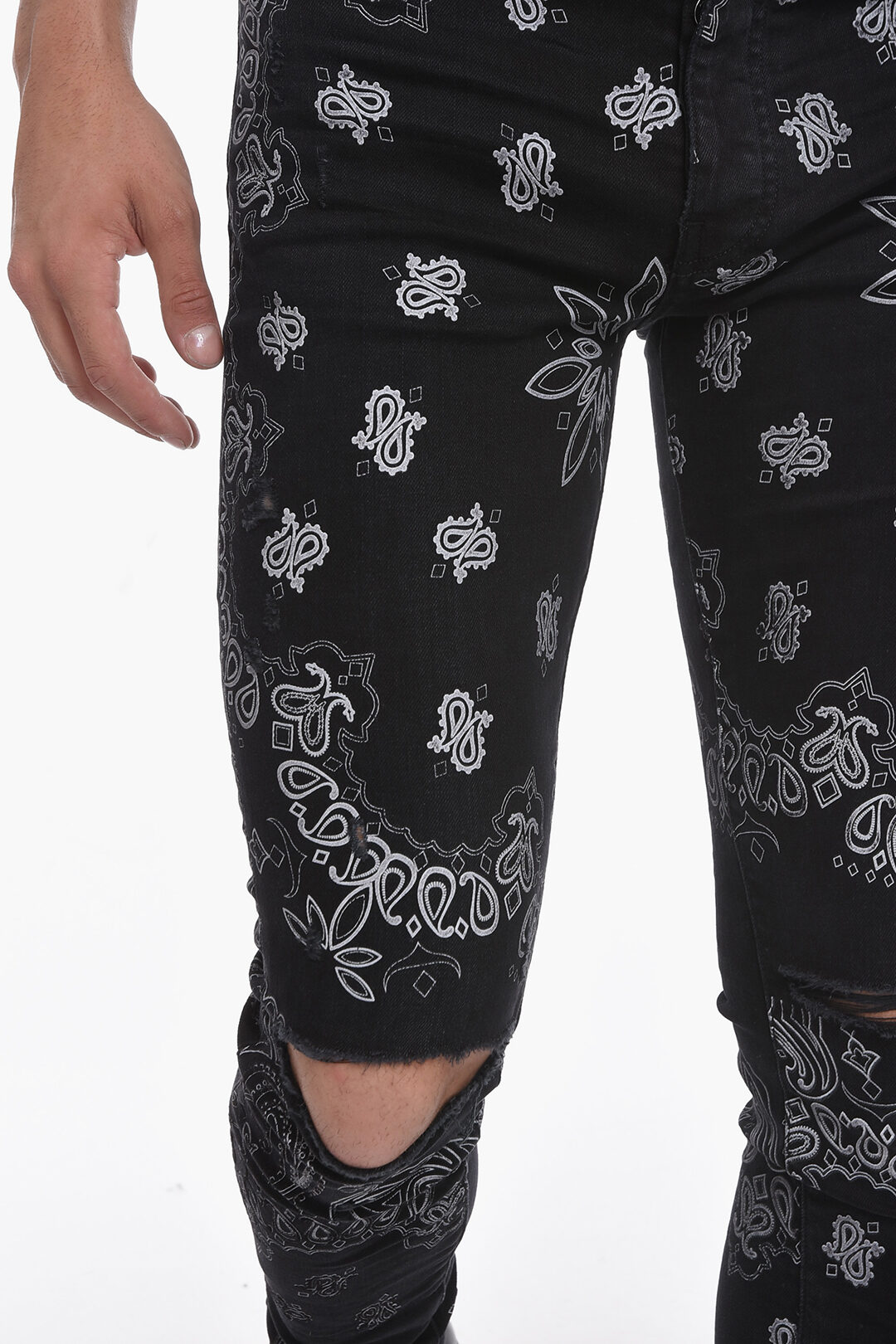 パンツ AMIRI flocked bandanna jeans AMIRI Flocked Paisley Bandana Jean Clay Indigo Men's - US
