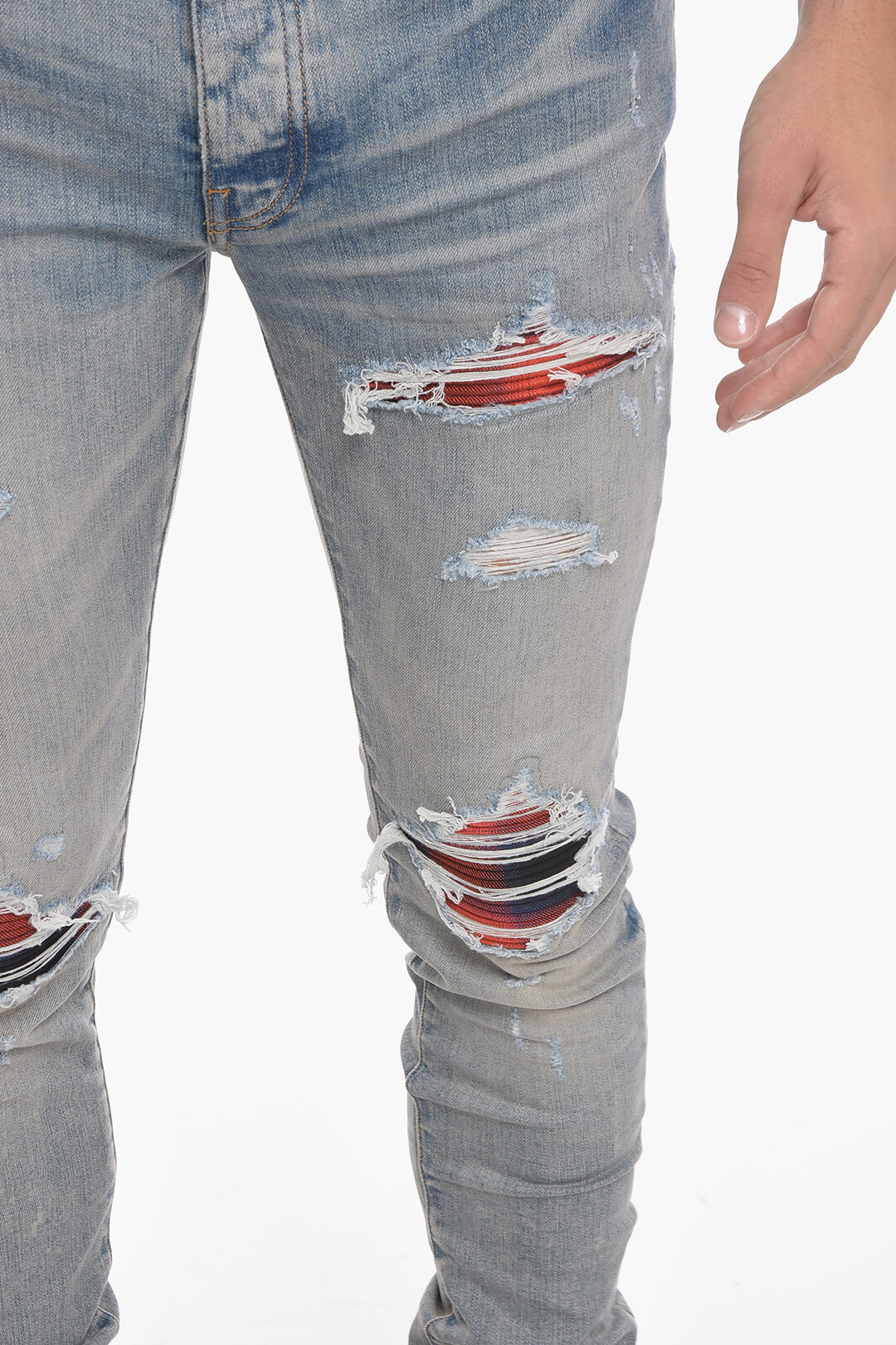 0750~5 Pocket Bleached Effect Denims 17cm