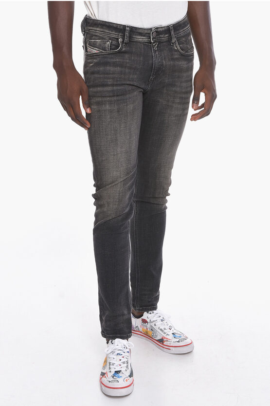 Diesel Sleenker Skinny-fit Denims With Stone-washed Effect 16cm In Gray