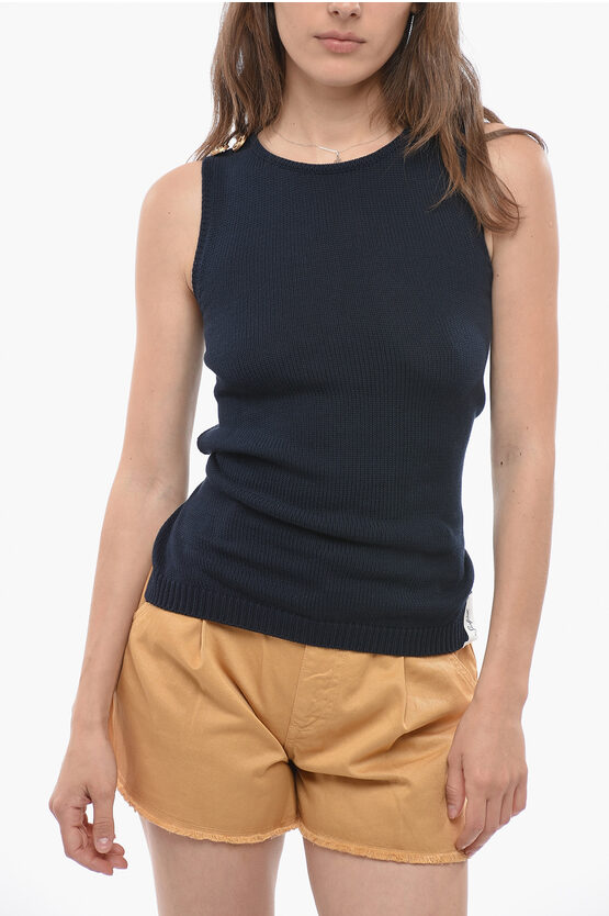 Seafarer Sleeveless Angelique Crew-neck Sweater With Golden-buttons In Blue