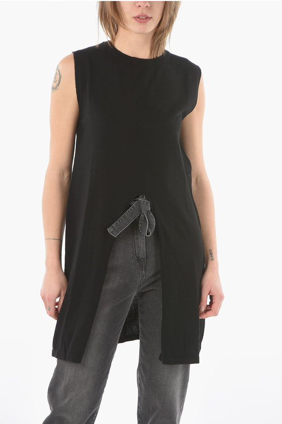 Ixos Sleeveless Calendula Sweater With Front Slit In Black
