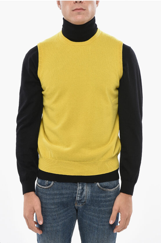 Malo Sleeveless Cashmere Crew-neck Sweater In Yellow