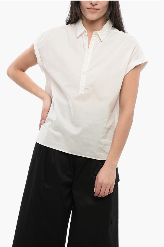 Woolrich Short-sleeved Blouse In Pure Cotton Poplin