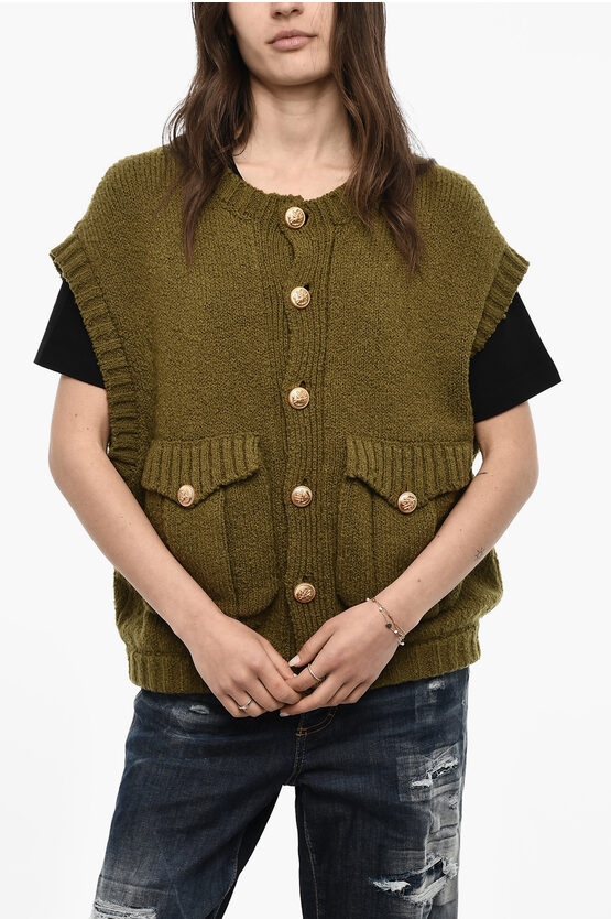 Dsquared2 Sleeveless Crew-neck Sweater With Golden-effect