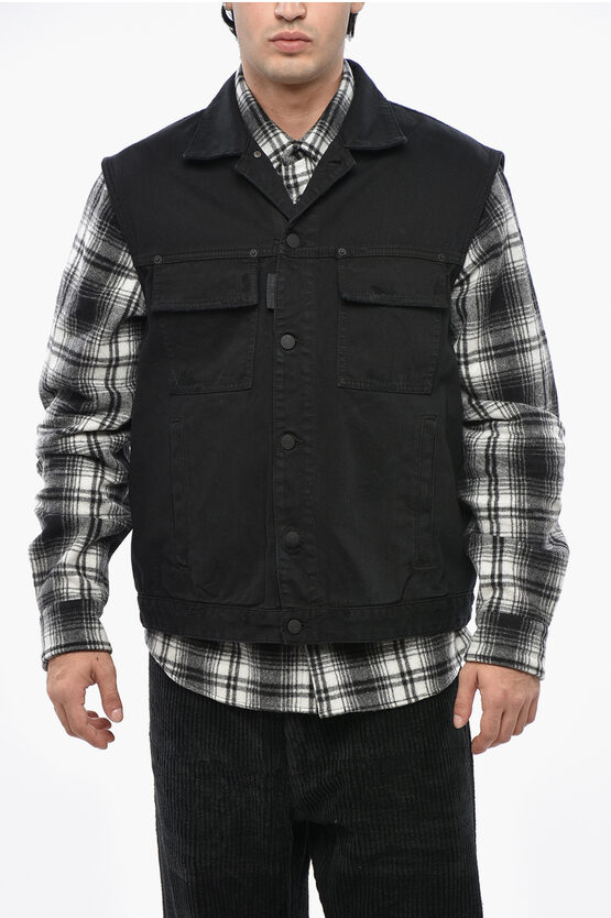 Dsquared2 Sleeveless Denim Utility Jacket In Black