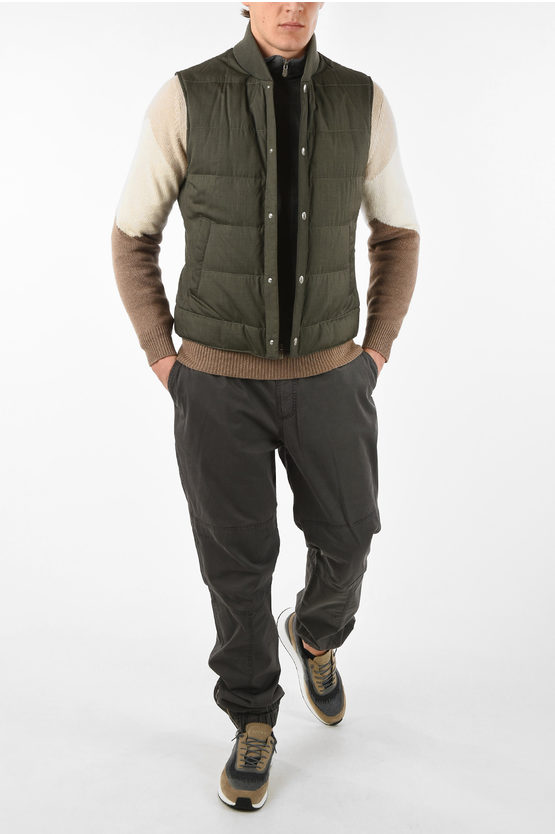 ダウンベスト BRUNELLO CUCINELLI Down Sleeveless Jacket (MB5718834 C1137) Brunello Cucinelli Sleeveless Down Jacket with Button and