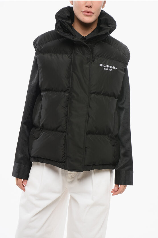 Dolce & Gabbana Sleeveless Down Jacket With Velcro Closure