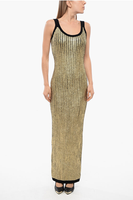 Shop Balmain Sleeveless Dress Coated Effect
