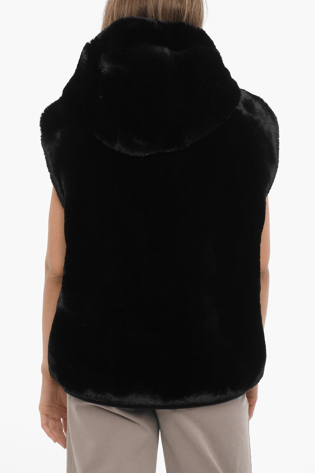 Moose Knuckles Sleeveless Faux Fur STATE BUNNY Jacket with Hood