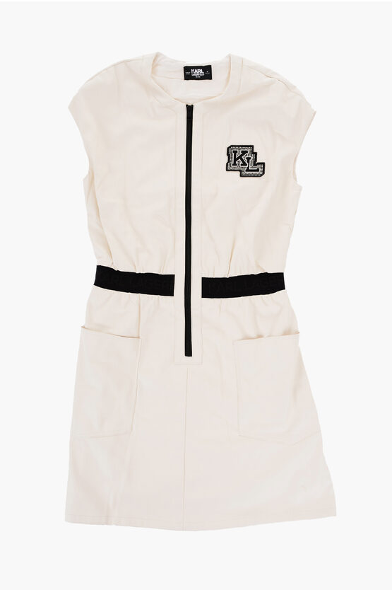 Karl Lagerfeld Sleeveless Faux Leather Dress With Zip Closure In Pink