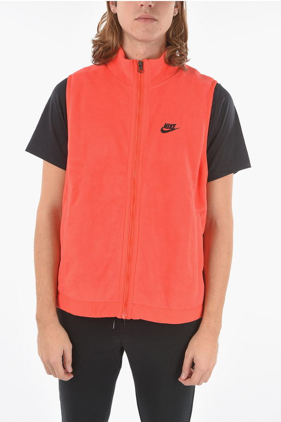 Nike Sleeveless Fleece Jacket In Red