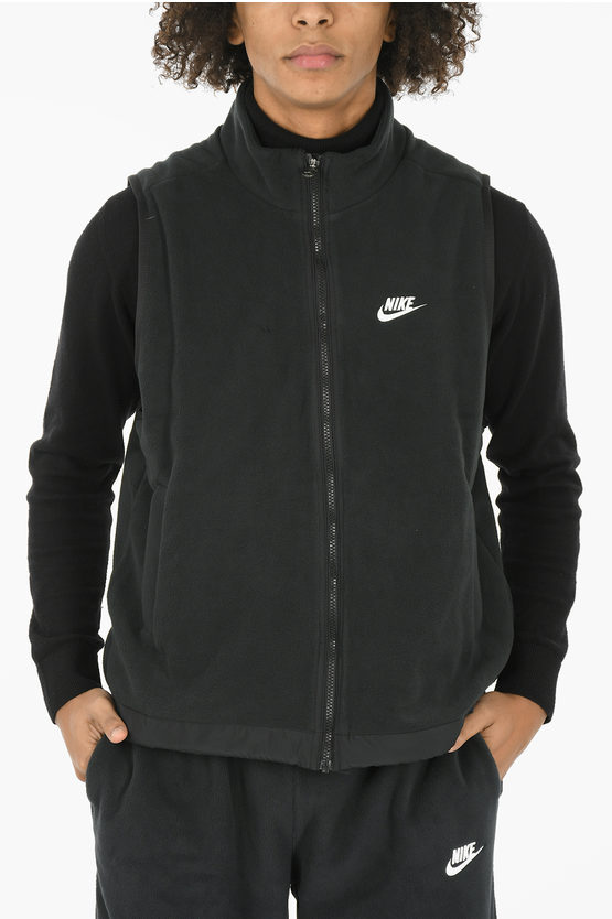 Nike Sleeveless Fleeced Jacket In Black