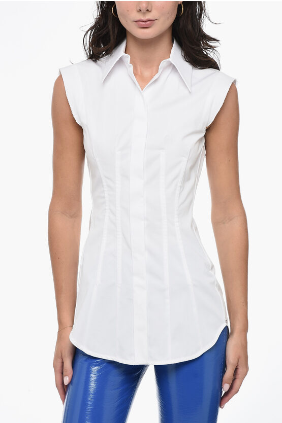 Shop Sportmax Sleeveless Goloso Shirt With Raw-cut Details